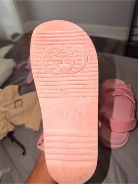 Gucci Pink Logo Platform Sandals